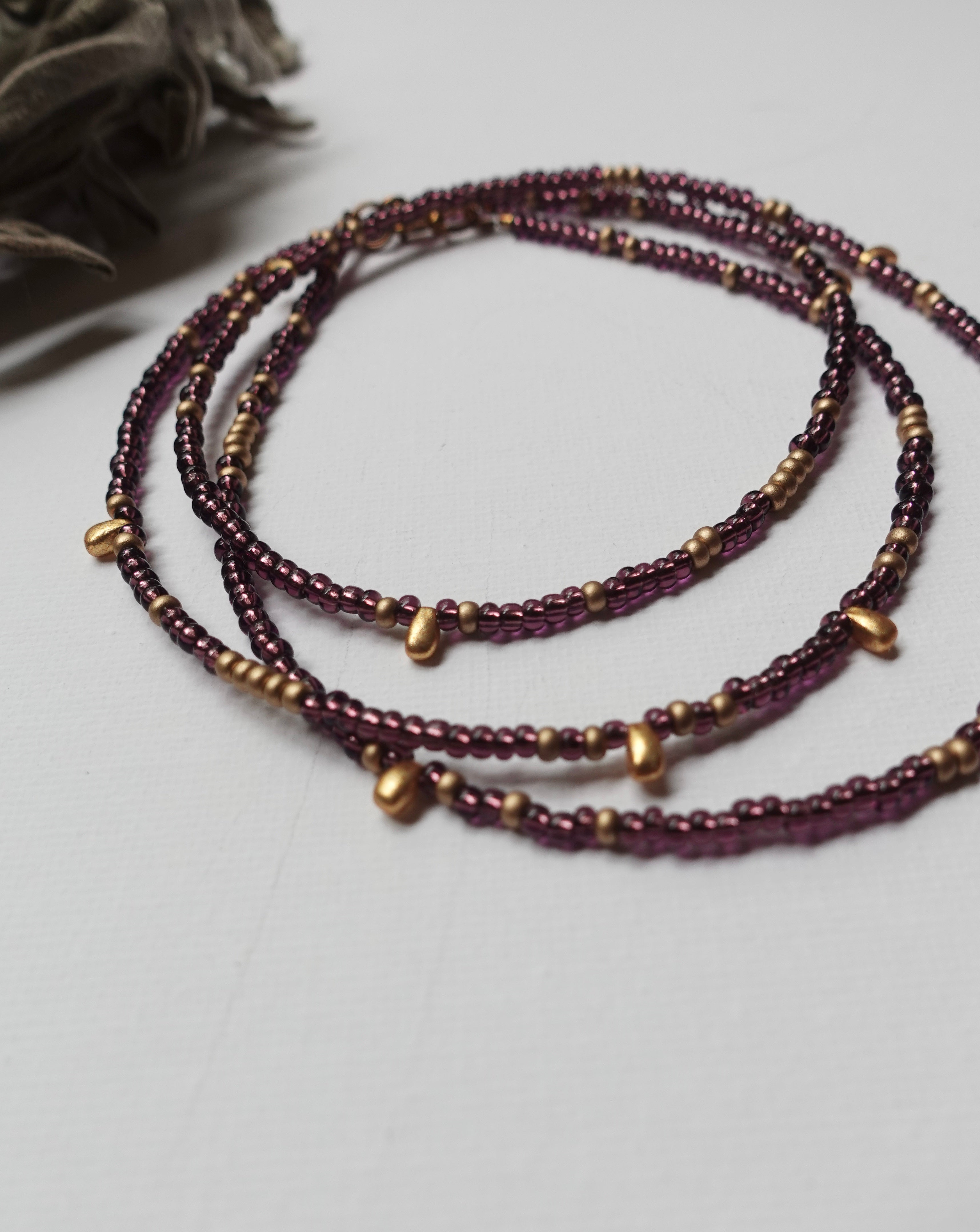 Amber and Plum Waist Beads