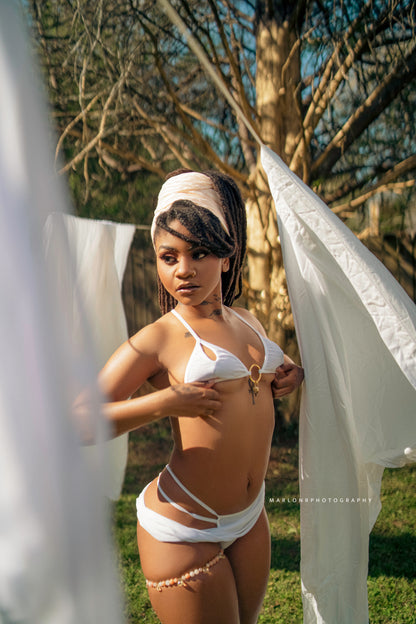 Madonna Wrap Thong in Linen